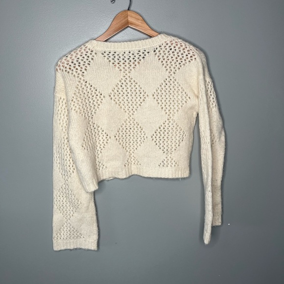 Madewell Diamond-Stitch Crewneck Crop Sweater - Cream - Picture 5 of 10